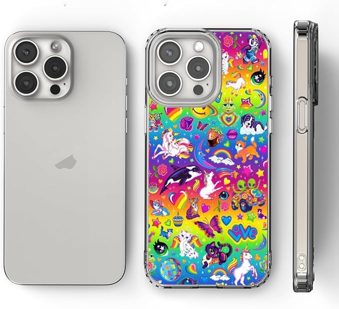 Generic Phone Case Pattern Pc Vomit Bumper Lisa Scratch Frank Cute Rainbow TPU Y2k Accessories Collage Compatible with iPhone 15 Anti-Scratch Clear Transparent