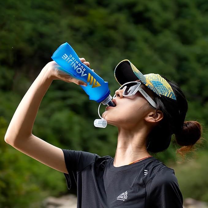 AONIJIE TPU Soft Flask Water Bottle Collapsible Running Flask for Hydration Pack, BPA Free, Wide Opening, for Outdoor Sports Hydration