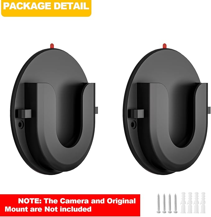 2 Pack Adhesive Wall Mount Bracket for Ring Indoor Cam,Strong VHB Stick On,No Drilling Camera Mount for Ring,Two Ways Installation with Tape and Screws-Black