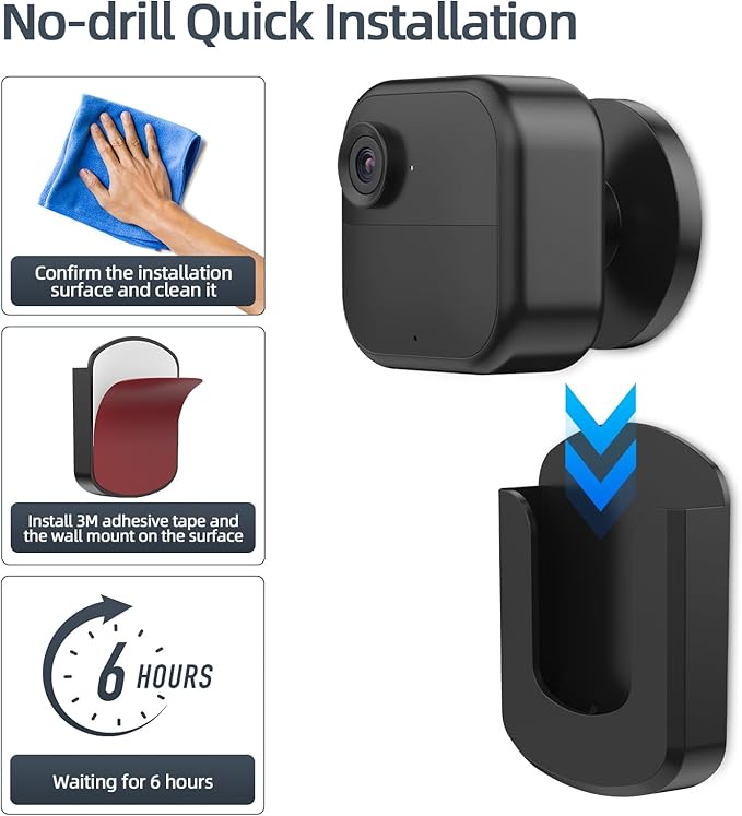 5 Pack Blink Camera No Drill Wall Mount Bracket, Adhesive Mount for Blink Outdoor 4/Indoor/Mini/Mini 2, Easy Install - Black