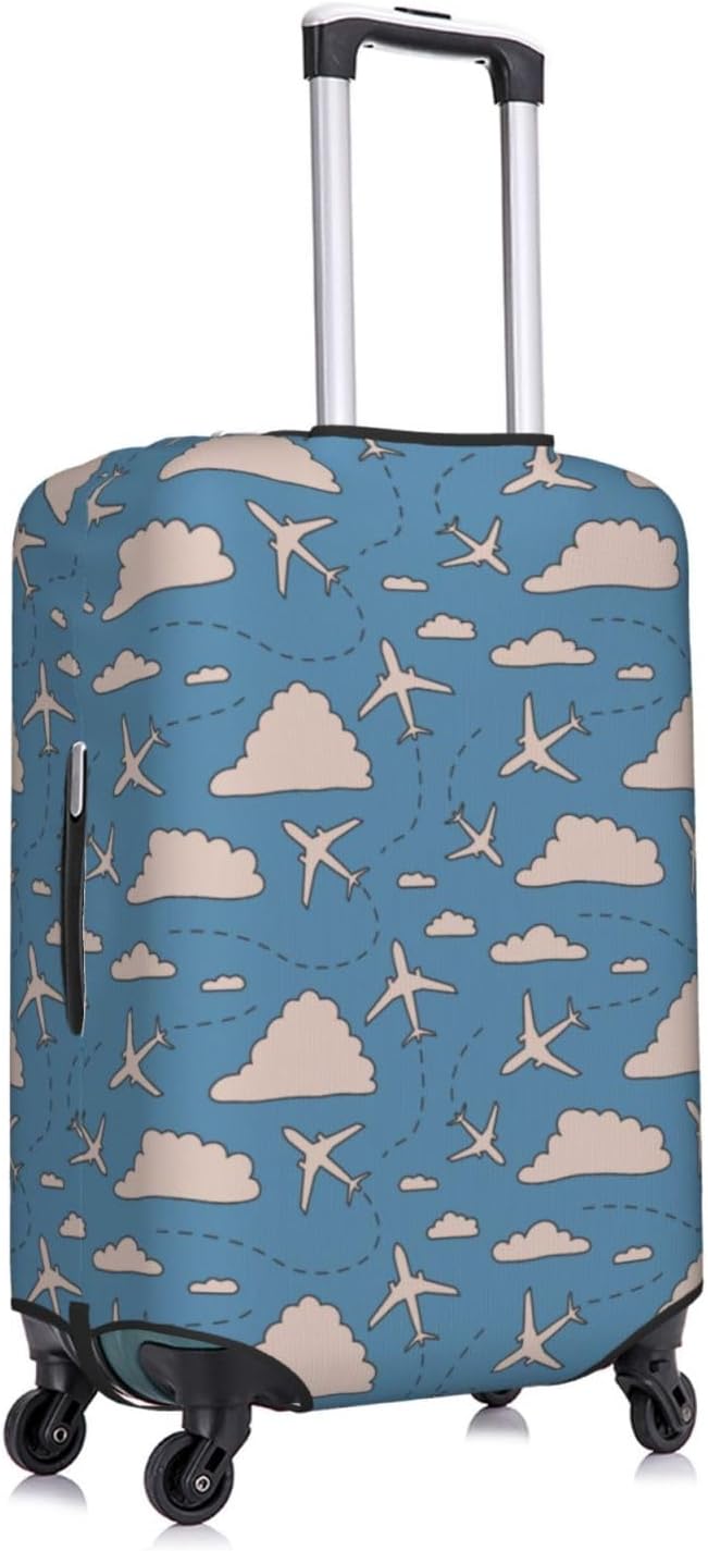 Airplane and Cloud Print Elastic Luggage Cover, Suitcase Protector For Travel (Fits 29-32 Inch Luggage)