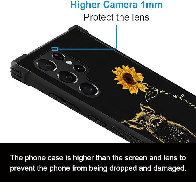 for Samsung Galaxy S23 Ultra Case, Pig Sunflower Yellow Sunshine Pattern Graphic Design Girl Boy Soft Silicone Hard Acrylic Shock Protection for Samsung Galaxy S23 Ultra