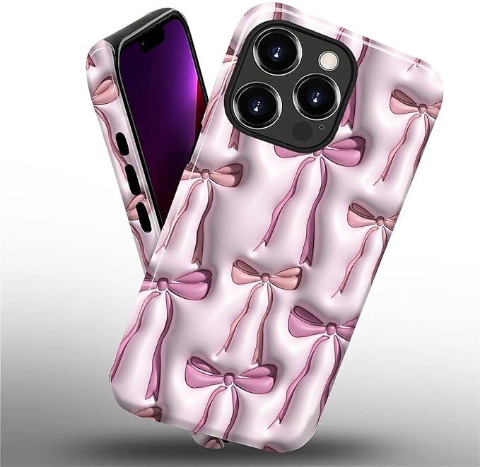 for iPhone 13 Pro Case,HL2 Abstract Ribbons Bows Hybrid 2 Layer Hard Shell Silicone Protective Pattern Design Case