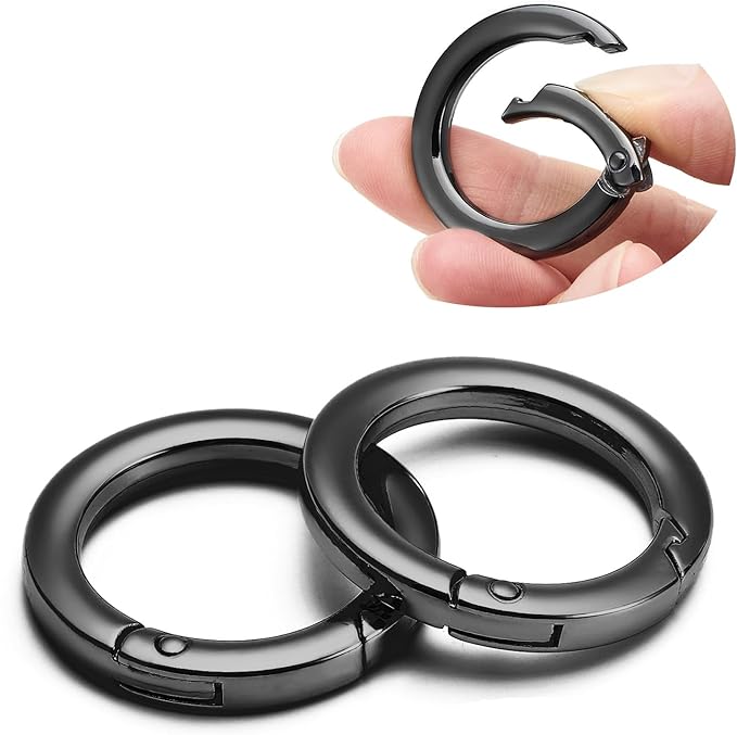 DEVPSISR 4pcs Flat Trigger Spring O Rings,Metal Keychain Ring Round Carabiner Clips for Keyrings Buckle, Bags,Purses,Purses