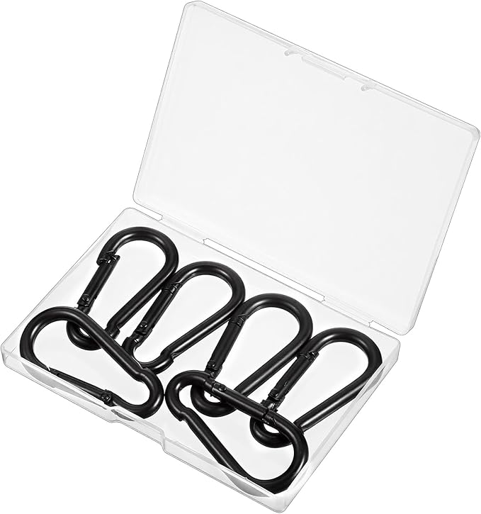 6 Pack Black Carabiner Clip, 2.36 Inch Heavy Duty Carabiner Clip Spring Snap Hook, Iron Heavy Duty Caribeaners for Key, Small Caribeener Clips for Outdoor Camping, Swing Set, Hammock, Hiking Travel