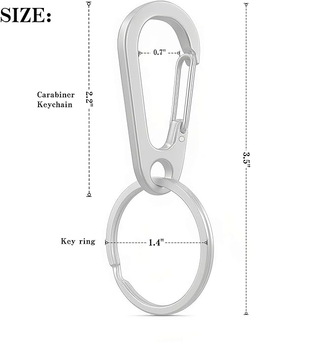 Stainless Steel Carabiner Keychain, Quick Release Heavy Duty Key Clip for Purse, Car, Motorcycle, Key Chain Rings Kit