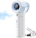 Portable Misting Fan Handheld Powerful Turbo Fan, 100 Speeds, 6000mAh Rechargeable Battery, LED Display, Spray Mist Personal Mini Fan for Travel, Beach, Outdoor Camping (Snow White)