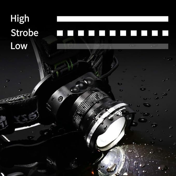 LED Headlamp, Super Bright Headlamp Headlight Flashlight, 3 Modes Zoomable Headlamps for Runing,Hiking,Camping,Fishing,Hunting(Black)