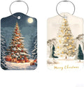 2 Pack Christmas Tree Luggage Tags for Suitcases, Festive Evergreen Travel ID Tags with Privacy Cover, PU Leather Bag Identifiers, Spring & Summer Vacation Essentials, Mother's Day