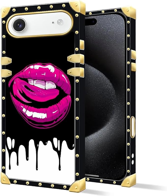 for iPhone 17 Air Case Luxury Golden Decoration for Girl Women Soft TPU Shockproof Protective Hard PC Back for iPhone 17 Air Crazy Pattern Black White Red Slap Sexy