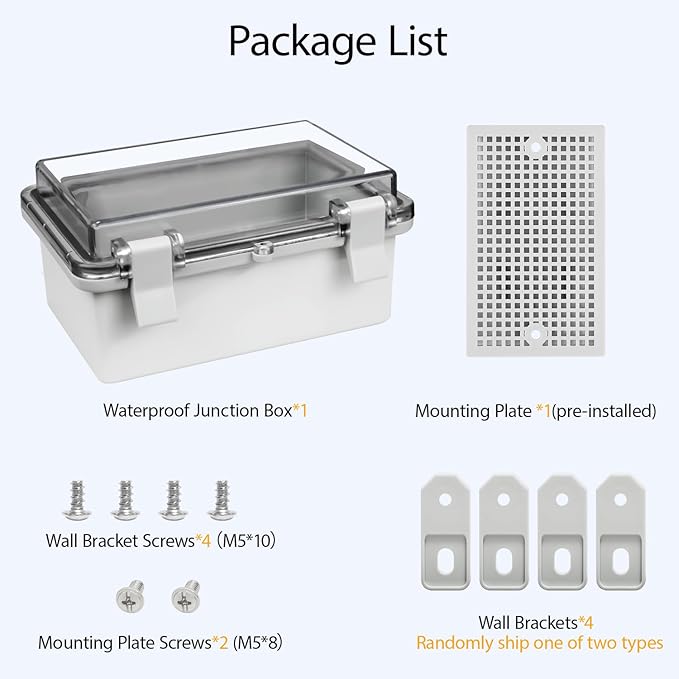 ABS Plastic Dustproof Waterproof IP65 Junction Box Hinged Shell Universal Electrical Project Enclosure Gray, with PC Transparent Clear Cover 5.9 x 3.9 x 2.8inch(150 x100 x70mm)