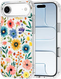 MOSNOVO for iPhone Air Case, Shockproof Military-Grade Protection 6.6ft Drop Tested, Camera Control, Clear Phone Case for iPhone 17 Air, Wildflower Bloom Design