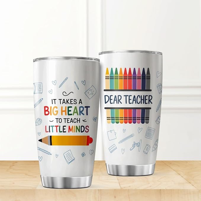CUBICER Colorful Crayon Teacher Quote Design 20 Oz Tumbler For Educators Stainless Steel Travel Mug Appreciation Bottle Coffee Drink Outdoor Iced Heat Hot Cool