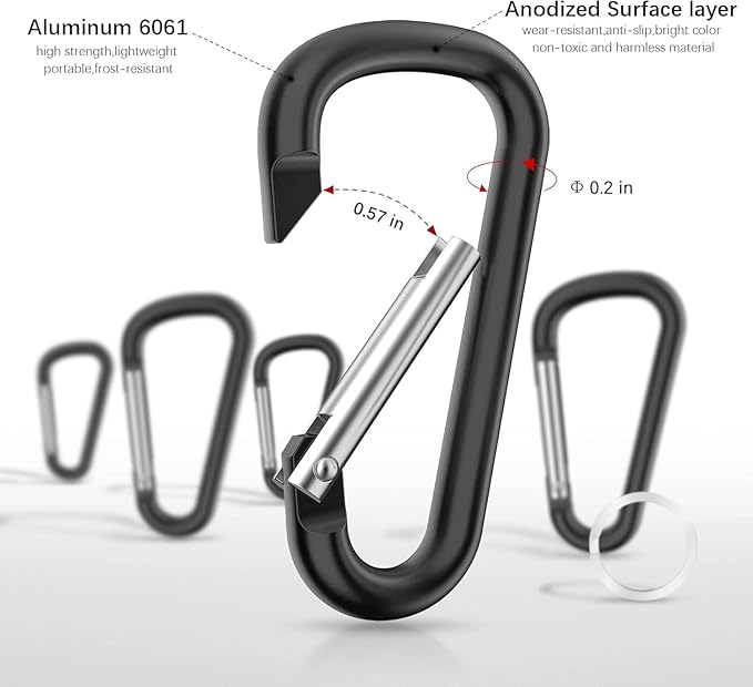 sprookber 2.28" Small Carabiner Clip Keychain, D Ring Caribeaner Clip, Key Clip Caribeener Multipurpose, Set of 20 Pack