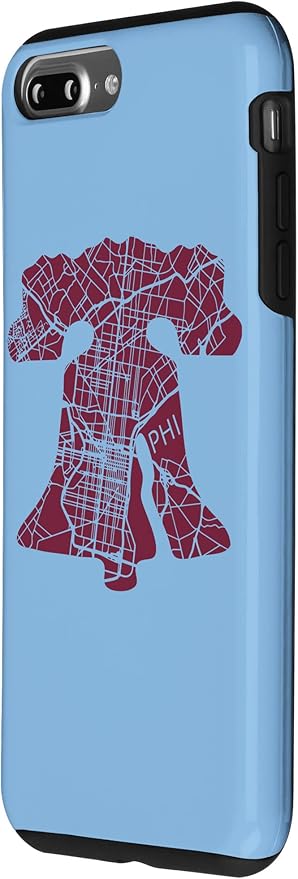 Philadelphia Street Map Liberty Bell Vintage Maroon Philly Case for iPhone 7 Plus/8 Plus