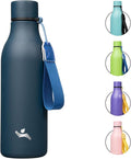 Konokyo Insulated Water Bottle with Strap,18 oz Double Wall Stainless Steel Vacuum Bottles Metal Water Flask,Navy Blue