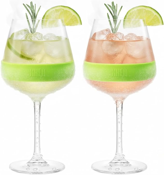 14oz Frozen Cooling Wine Glasses, 2 Set – Keep Drinks Cold Longer, Stemmed Double Wall Insulated Freezable Tumblers Freeze Gel – Perfect for Both Indoor & Outdoor Parties, Poolside, Red & White Wine
