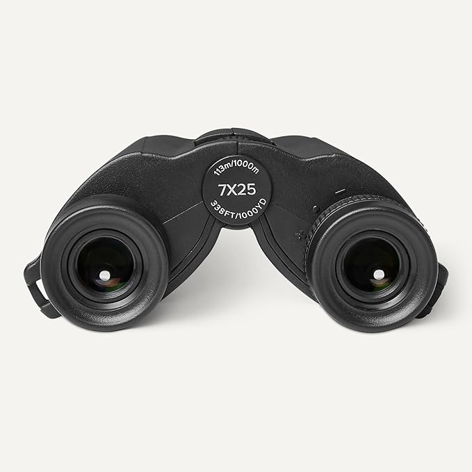 Amazon Basics 7x25 Compact Binoculars, FMC Optics, BAK-4 Prism, Lightweight Portable Design for Travel and Outdoor Use, Black