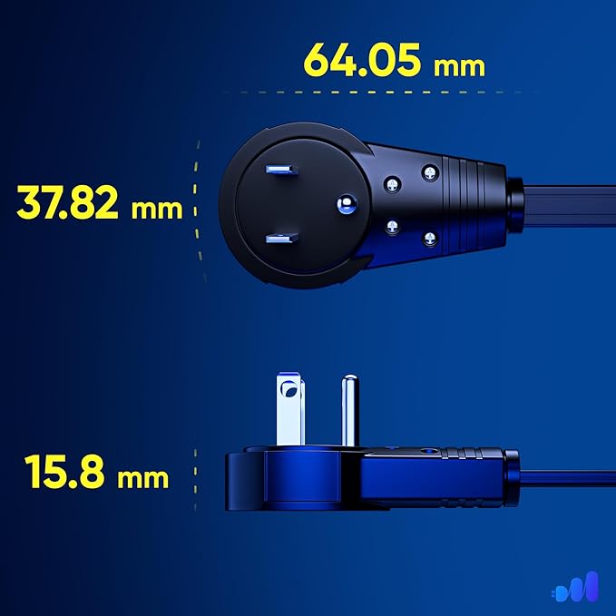 Maximm Cable 30 Ft 360° Rotating Flat Plug Extension Cord, 16/3 AWG Multi 3 Outlet 3-Prong Grounded Wire- Black - UL Certified