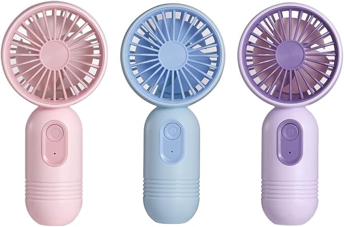 VanSmaGo Portable Handheld Mini Fan, USB Rechargeable Personal Fan, Battery Operated Mini Neck Fan, 3 Speeds, Perfect for Travel/Camping/Outdoor/Home/Office