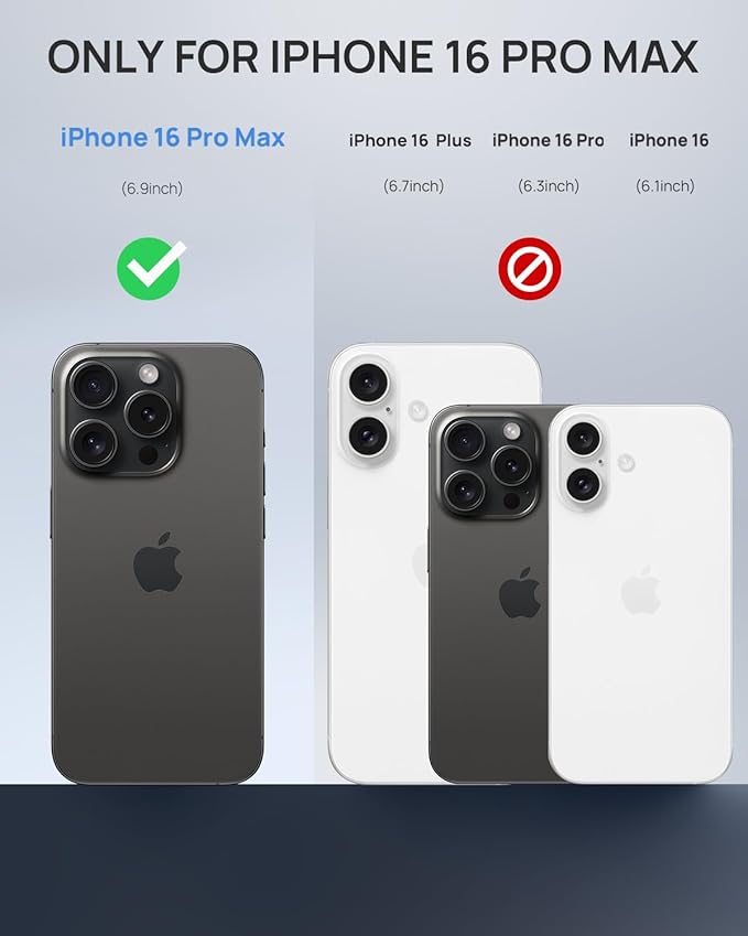 Lanhiem Magnetic for iPhone 16 Pro Max Case, Built-in Privacy Screen Protector, IP68 Waterproof Dustproof Case, Compatible with MagSafe, Anti-Spy Full Body Phone Case for iPhone 16 Pro Max 6.9", Black