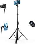 67" Phone Tripod, MIIASI Extendable Tripod for iPhone, Selfie Stick with Remote and Phone Holder, Compatible with iPhone/Android/Camera, Light Stand (Black)