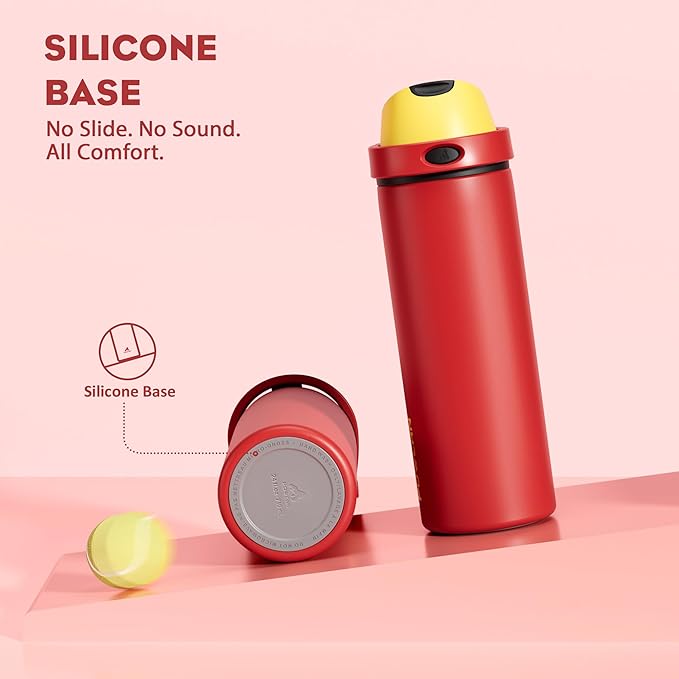 POWCAN 24 oz Travel Water Bottle: 2-in-1 Push-Button Spout & Quick-Flip Straw, Leakproof, Cold 24Hrs, Fits Car Cup Holder, Stainless Steel Cup for Sports, School, Commute, Camping (Mouse's Mischief)