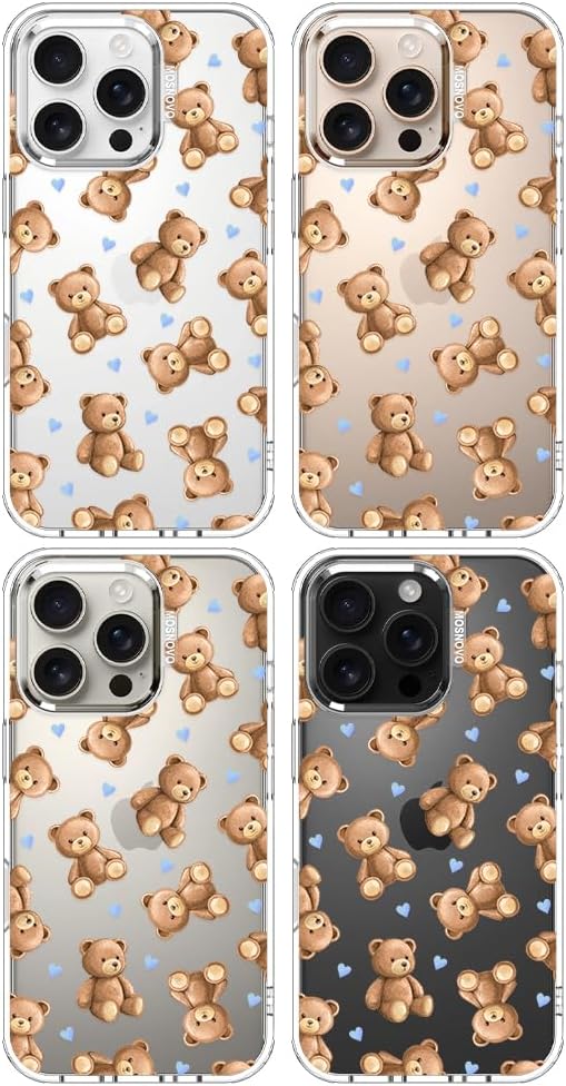 MOSNOVO for iPhone 16 Pro Case, Shockproof Military-Grade Protection 6.6ft Drop Tested, Clear Phone Case for iPhone 16 Pro, Teddy Mood Design