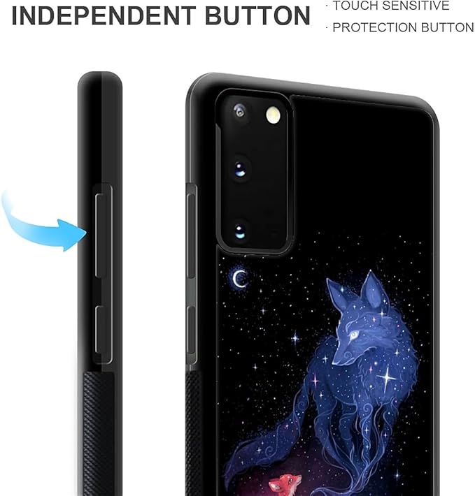 for Samsung Galaxy S20 Case, Galaxy Fox Wolf Pattern Graphic Design Girl Boy Soft Silicone Hard Acrylic Shock Protection for Samsung Galaxy S20