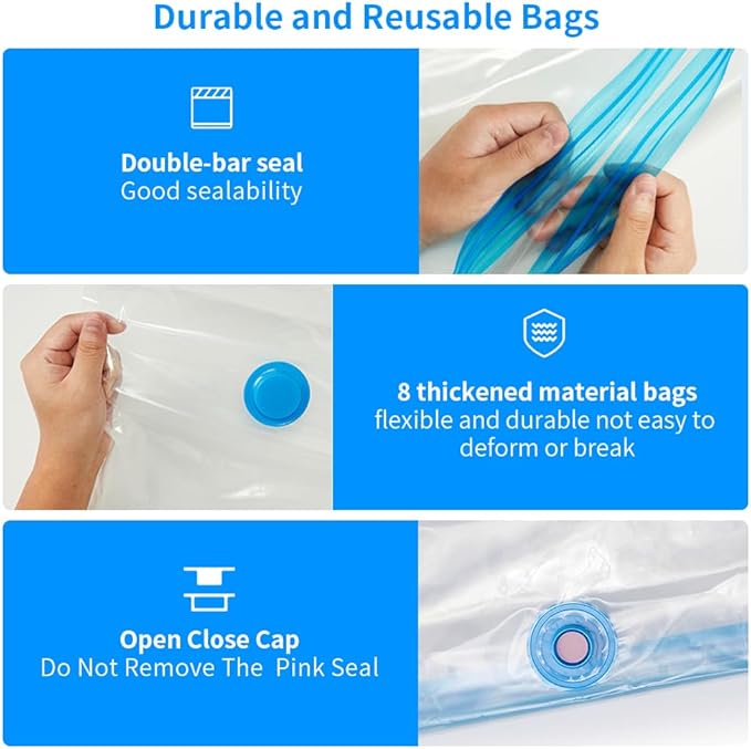 Creality 3D Printer Filament Storage Bags 40 x 40 CM, Large Transparent Sealed Bags with Electric Pump Dust Proof Humidity Resistant Keeping Filament Dry, Reusable Vacuum Storage Bags 8 PCS