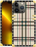 Compatible with iPhone 13 Pro Case, Black Red Beige Stripes Luxury Golden Decoration for Girl Women Soft TPU Shockproof Protective Hard PC Back for iPhone 13 Pro