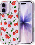 MOSNOVO for iPhone 17 Case | Military Grade 6.6ft Drop Tested | Camera Control | Clear with Cute Cherry Design