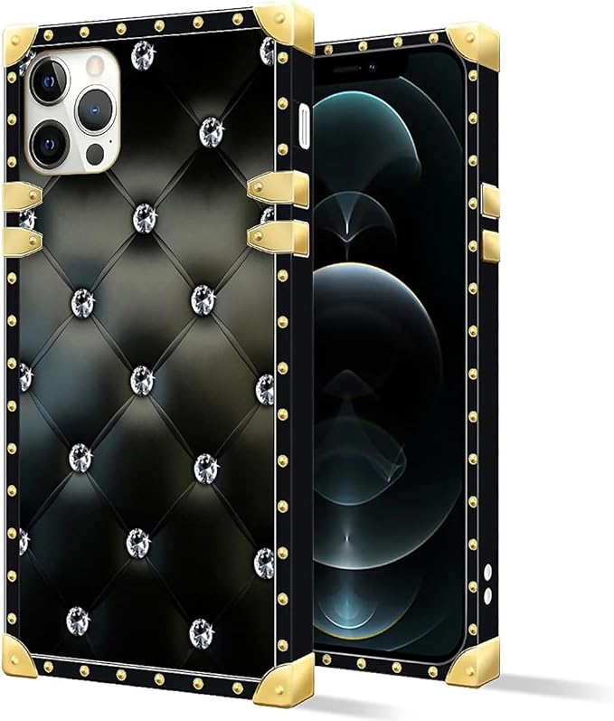 Compatible with iPhone 11 Pro Max Case, Shiny Black Sofa Crystal Luxury Golden Decoration for Girl Women Soft TPU Shockproof Protective Hard PC Back for iPhone 11 Pro Max