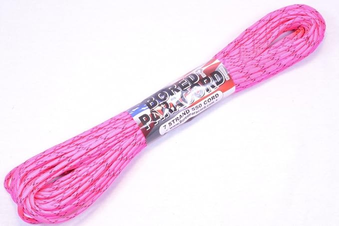 BORED? PARACORD! 550 lb Paracord – Ideal for Crafting, DIY Projects, Camping, Military & Active Outdoors – 300+ Colors – Tactical Parachute Cord Type III – Strong - Little Black Pink 50 Feet