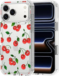 MOSNOVO for iPhone 17 Pro Max Case | Military Grade 6.6ft Drop Tested | Camera Control | Clear with Cute Cherry Design