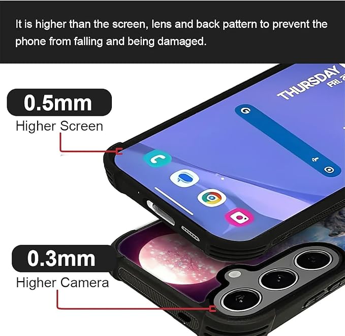 for Samsung Galaxy S24 S25 Plus Case, Star Two Wolfs Howling Pattern Graphic Design Girl Boy Soft Silicone Hard Acrylic Shock Protection for Samsung Galaxy S24 S25 Plus