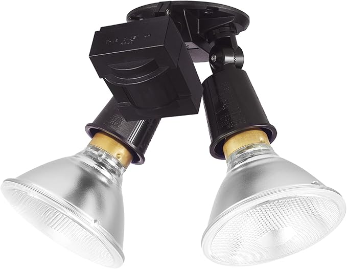 GLOBE Electric 240W Twin Head Motion Sensor Security Flood Light, 110° Detection, 60-Ft Range, Hardwired, Bronze Finish, Weather Resistant Outdoor Light, 17000268