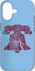 Philadelphia Street Map Liberty Bell Vintage Maroon Philly Case for iPhone 17
