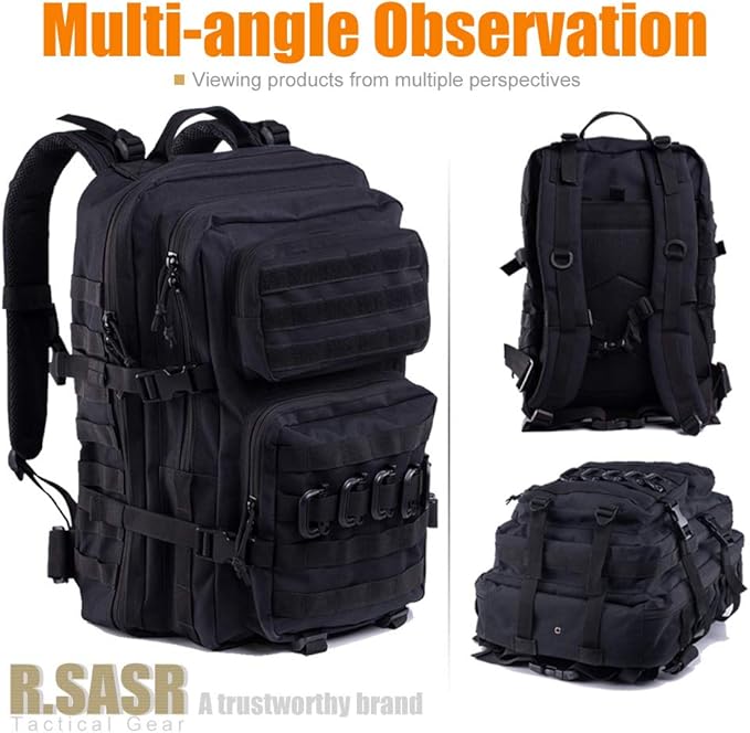 45L Tactical Backpack for Men Women, Military Assault Pack with MOLLE, Large 3 Day Bug Out Bag for Hiking Camping