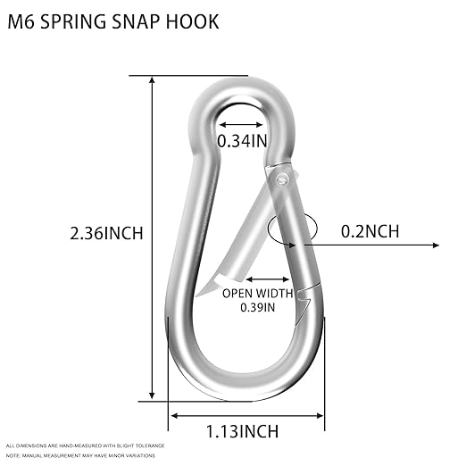 Carabiner, Heavy Duty Galvanized Steel Spring Snap Hook Carabiner Clips with 260LBS Holding Capacity, Ideal for Outdoor, Hammock, Swing and Travel (M6 2.35Inch, 30PCS)