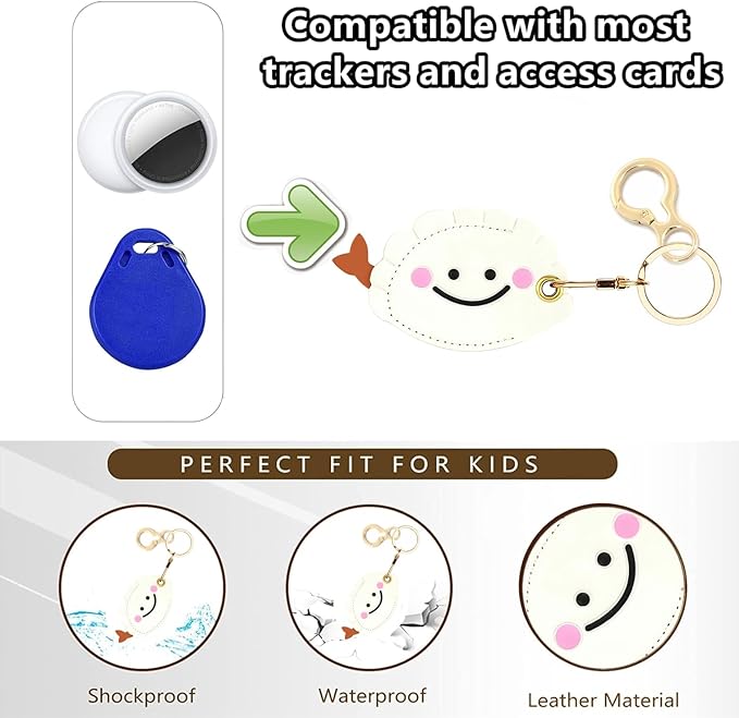 Leather Keychain Holder Case Compatible with AirTag,Cute air tag Cover with Keychain Ring,GPS Tracker Case for Keys