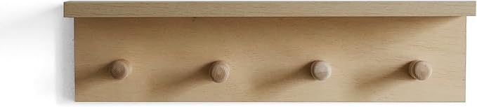Entrance Coat Rack ，Coat Hooks, Wall-Mounted Wooden Hook Rack, Wall-Mounted Shelves(Birch Color Finish—A-1)