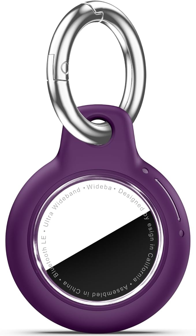 for Apple AirTag 2nd & 1st Gen, Waterproof Case for AirTag Holder Keychain,GPS Tracker Cover for Dog,Car Key,Luggage-D6-Dark Purple