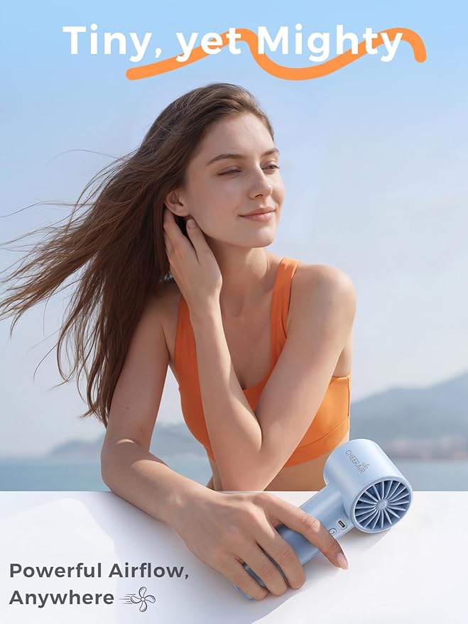 Handheld Portable Fan, 6-Speed Powerful Mini Personal Fan, Rechargeable 5000mAh Battery with Up to 15 Hours Runtime, Pocket Turbo Fan with Smart LED Display, Ideal for Travel, Camping, Makeup