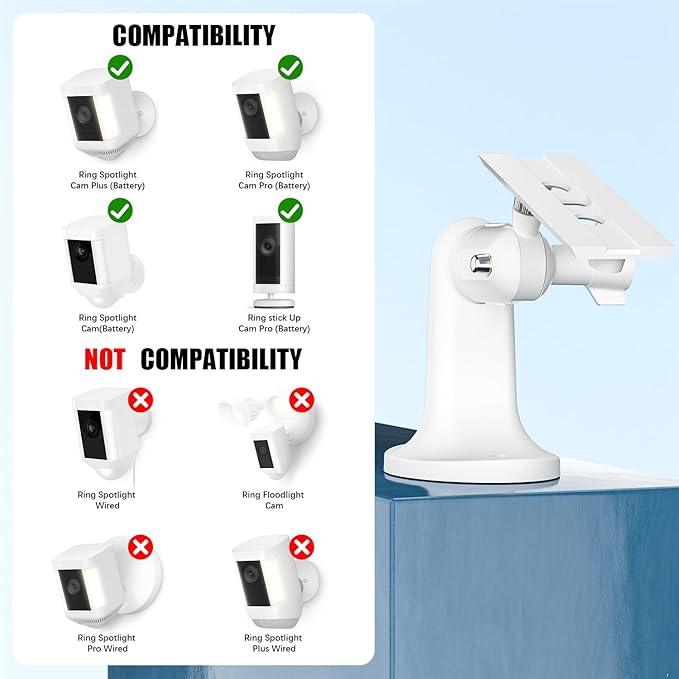 2Pack Wall Mount for Ring Spotlight Cam Battery and Ring Spotlight Cam Plus/Pro (Battery), 360°Adjustable Security Wall Mount Bracket for Ring Cam Indoor/Outdoor Use (Camera Not Included)