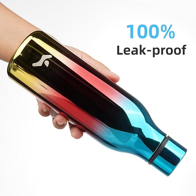 Konokyo Insulated Water Bottle with Strap,18 oz Double Wall Stainless Steel Vacuum Bottles Metal Water Flask,Caribbean Sunrise