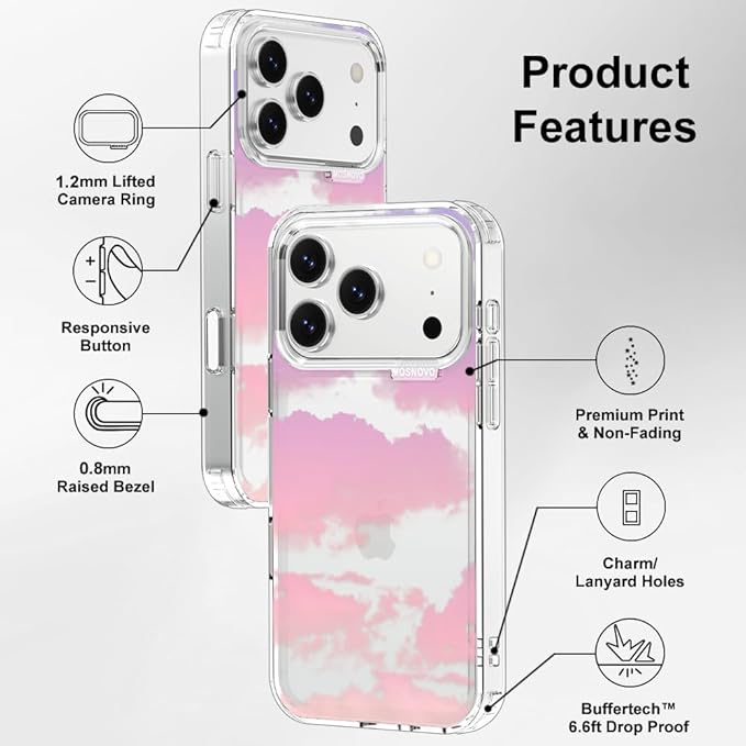 MOSNOVO for iPhone 17 Pro Case, Shockproof Military-Grade Protection 6.6ft Drop Tested, Camera Control, Clear Phone Case for iPhone 17 Pro, Sunset Glow Design