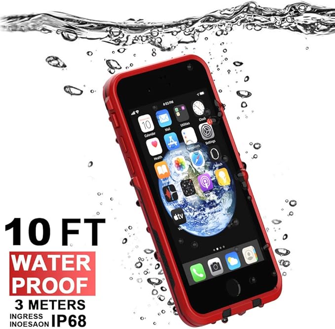 Diverbox for iPhone SE 2020/iPhone 8 Waterproof Case - Shockproof IP68 Full-Body with Screen Protector, Underwater 4.7" Cover (Bright red)