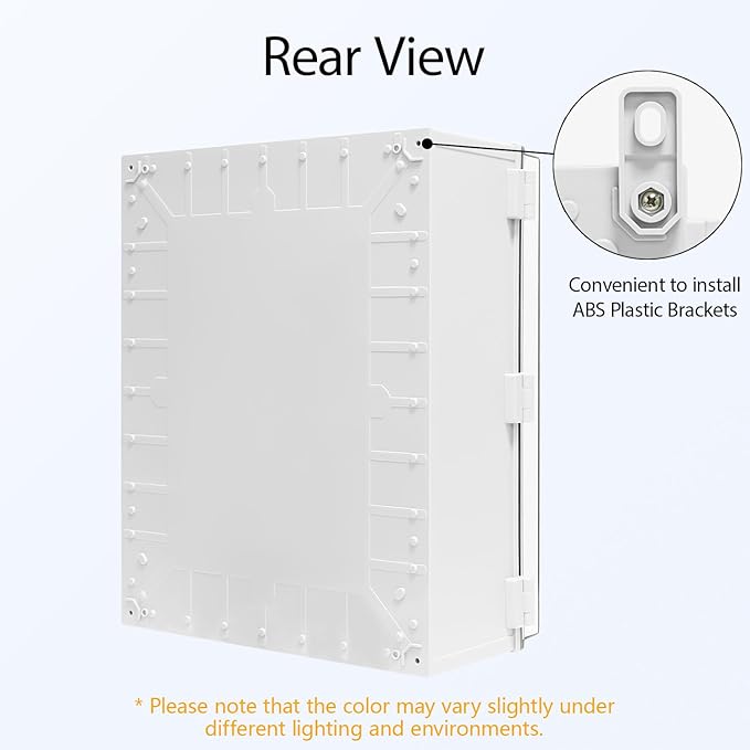 Electrical Box IP65 Waterproof ABS Plastic Enclosure Outdoor and Indoor Project Box Hinged Clear Cover with Mounting Plate Wall Brackets, Outer Dimension 19.7"x 15.7" x 7.9"