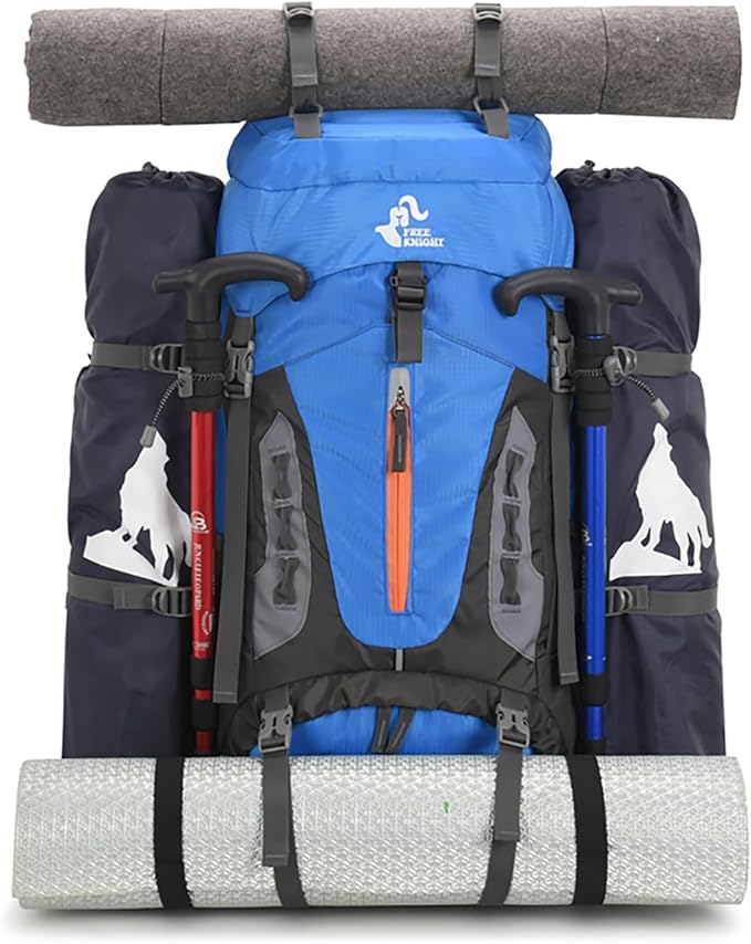Bseash 60L Hiking Camping Backpack with Rain Cover, Waterproof Large Capacity Outdoor Sport Travel Daypack Climbing Touring (Black)